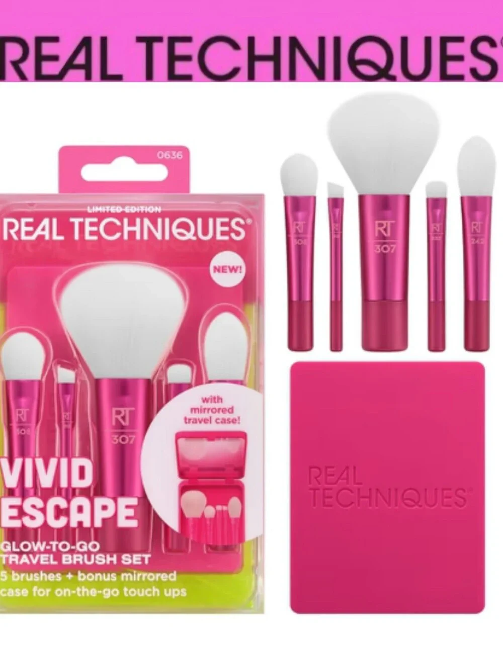 Real Techniques Vivid Escape Glow-To-Go Travel Brush Set